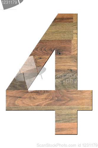 Image of Wooden Digit Four