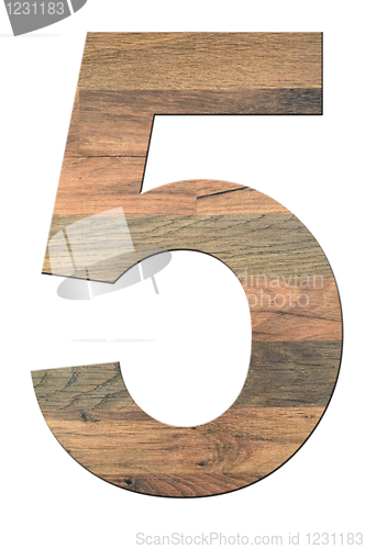 Image of Wooden Digit Five