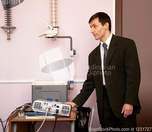 Image of Young scientist giving a lecture