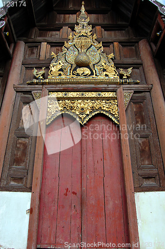 Image of Wooden temple door