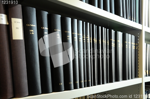 Image of books in a library