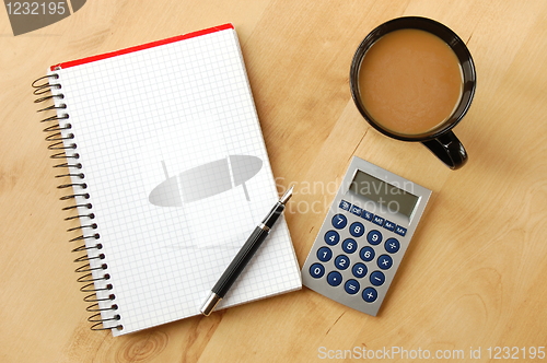 Image of business still life with copyspace