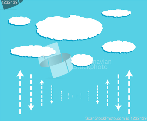 Image of Cloud with data signals in form of arrows