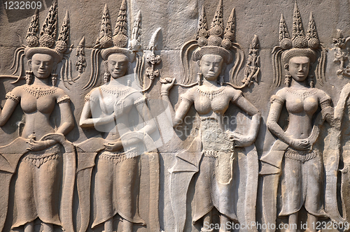Image of Historic rock art of goddess at Angkor, Cambodia