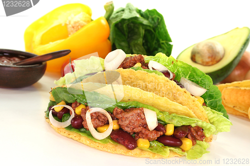 Image of Mexican tacos with ground beef