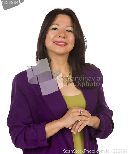 Image of Attractive Multiethnic Woman on White