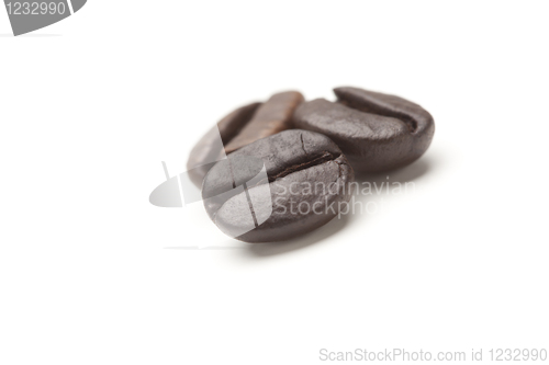 Image of Three Roasted Coffee Beans on White