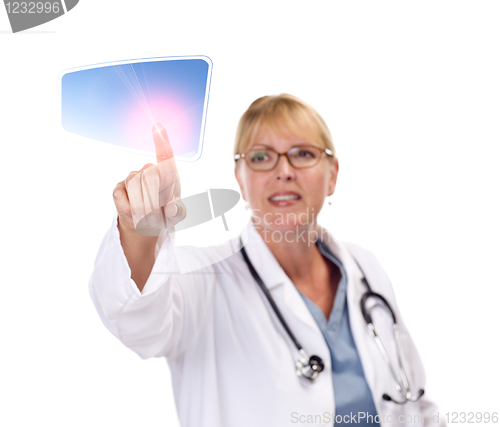 Image of Female Doctor Touching Button on Touch Screen