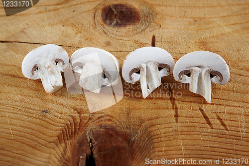 Image of fresh champignon mushroom sliced