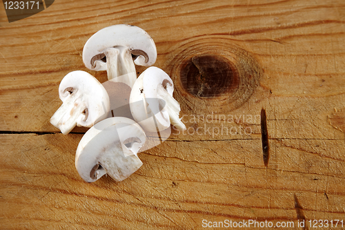 Image of fresh champignon mushroom sliced