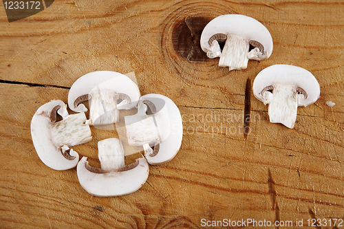 Image of fresh champignon mushroom sliced