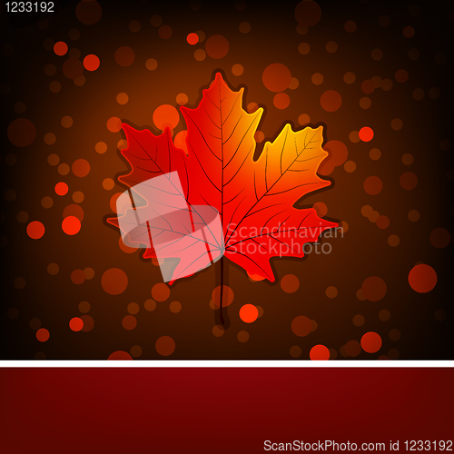 Image of Card with autumn maple leaf template. EPS 8