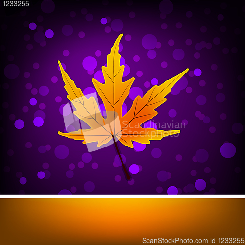 Image of Card with autumn maple leaf template. EPS 8