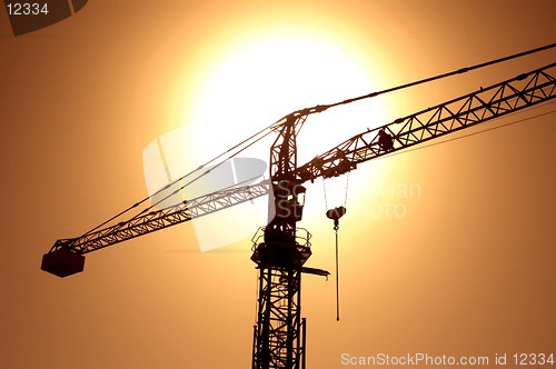 Image of sunset with crane