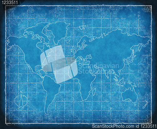 Image of map of the world blueprint