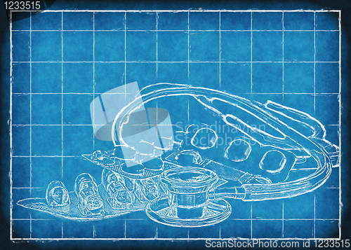 Image of blueprint to health care