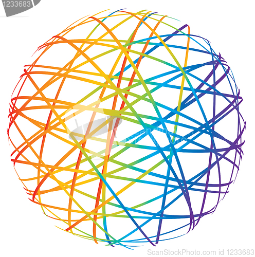 Image of abstract sphere from color lines