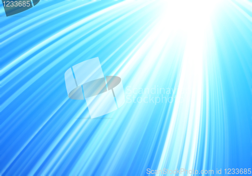 Image of abstract rays of light on sky blu, abstract texture