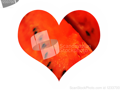 Image of abstract watermelon love symbol