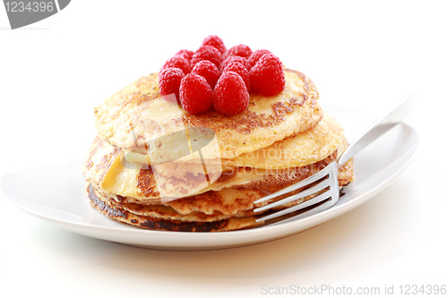 Image of Pancakes with fresh raspberries