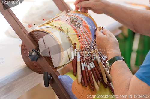 Image of Bobbin lace-making