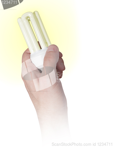 Image of Energy Saving Bulb in Hand