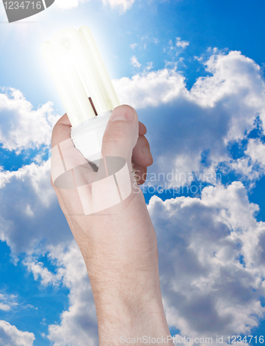 Image of Energy Saving Bulb in Hand