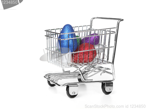 Image of Grocery Shopping Cart on White
