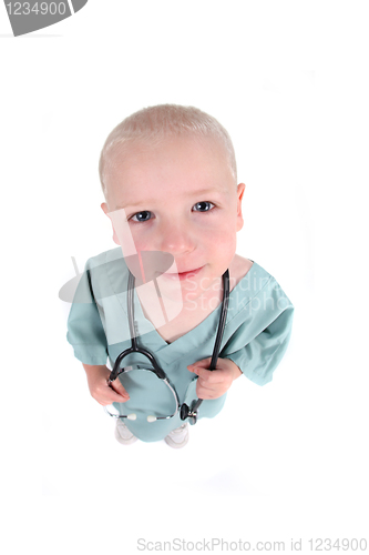 Image of Cute Little Boy Wearing Scrubs