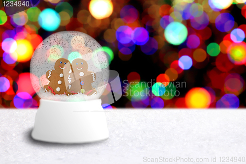 Image of Snow Globe With Gingerbread Man Couple