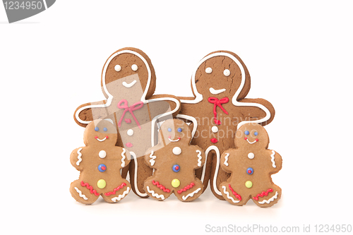 Image of Five Gingerbread People Against a White Background