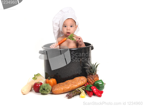 Image of Baby  Boy in a Chef Pot