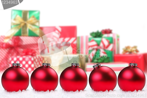 Image of Pretty Christmas Bulbs and Gifts