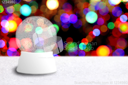 Image of Empty Christmas Snow Globe With Holiday Background