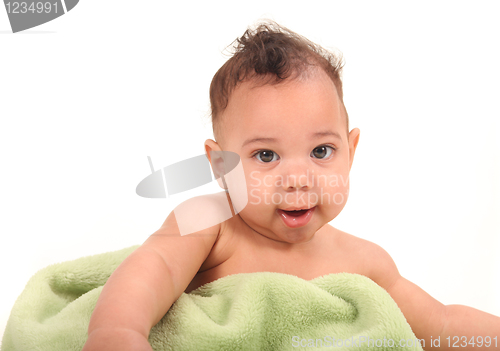 Image of Baby Boy Smiling at the Viewer on White Background