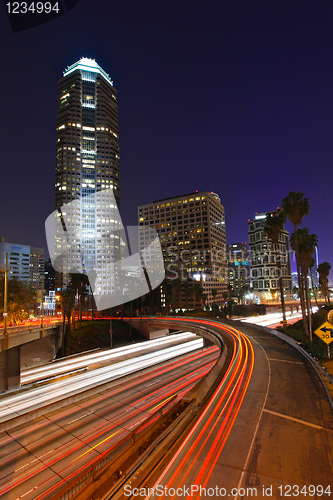 Image of Abstract Timelapse Freeway Traffic at Night in Los Angeles