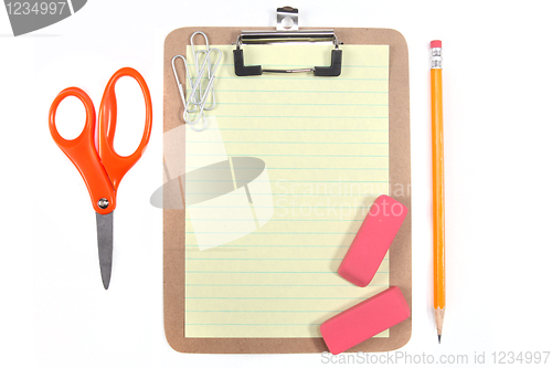Image of Yellow Lined Paper and School Office Supplies