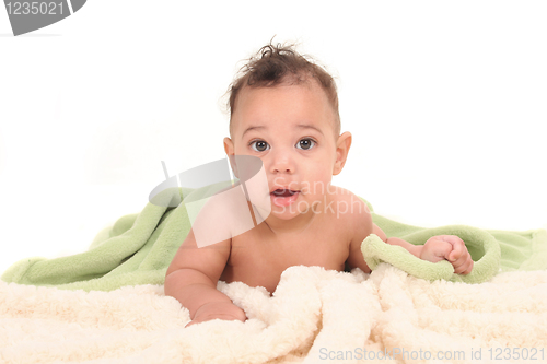 Image of Adorable Baby Boy Lying on His Tummy