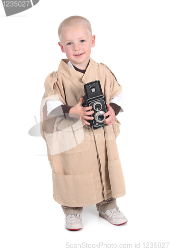 Image of Child Pretending to be a Professional Photographer