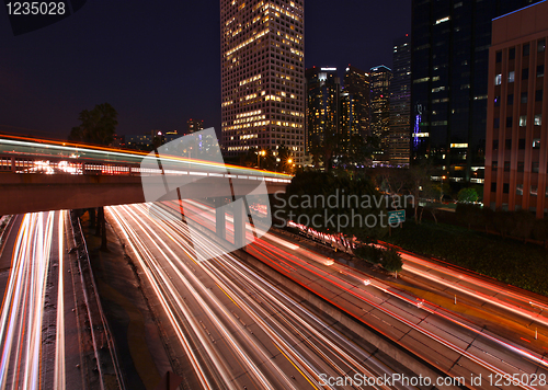 Image of Timelapsed Freeway Light Streaks on a Los Angeles Freeway