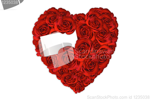 Image of Heart Made of Roses With Blank Card for a Love Message