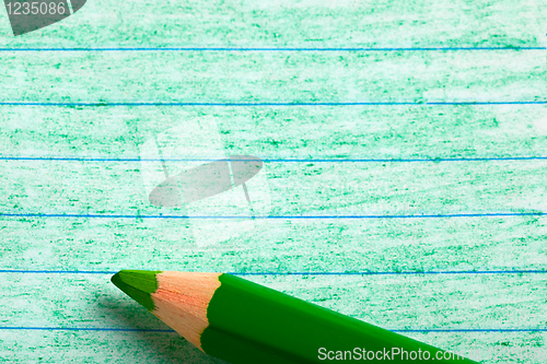 Image of Green color pencil with coloring