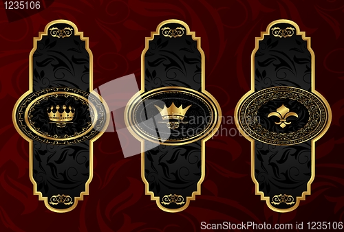 Image of set gold vintage labels with design elements