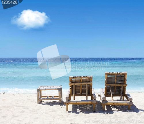 Image of Beach chairs on beach