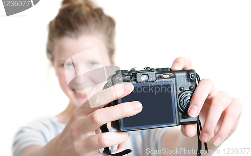 Image of Girl taking photo of herself