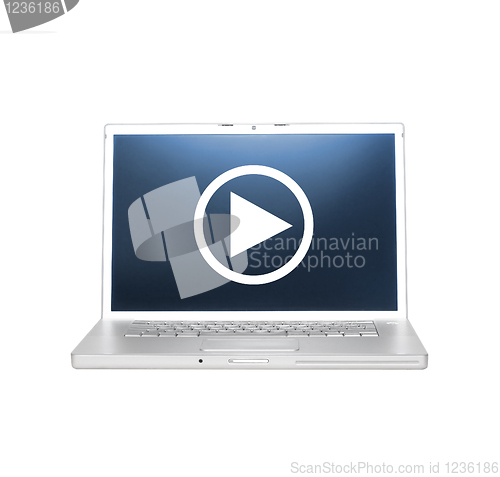Image of Laptop with play symbol