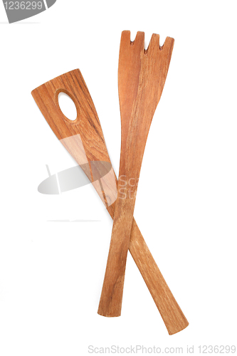 Image of Wooden salad tongs