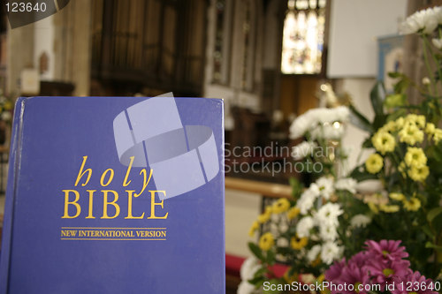 Image of holy bible in a church