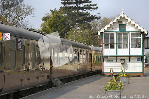 Image of carriages and signal box