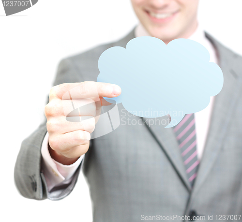 Image of Businessman with speech bubble